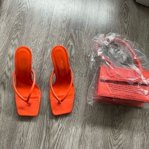 Orange heels and Purse to match